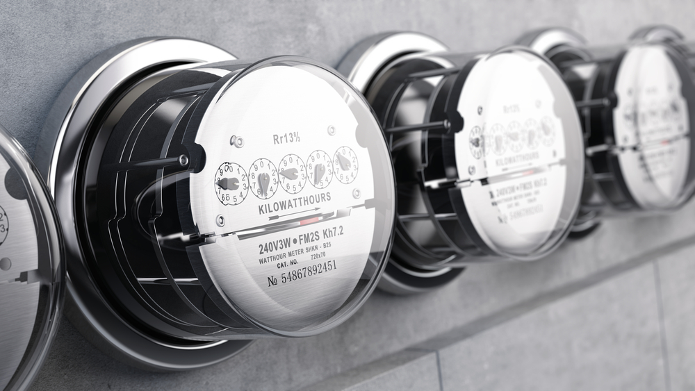 Row of analog electricity meters